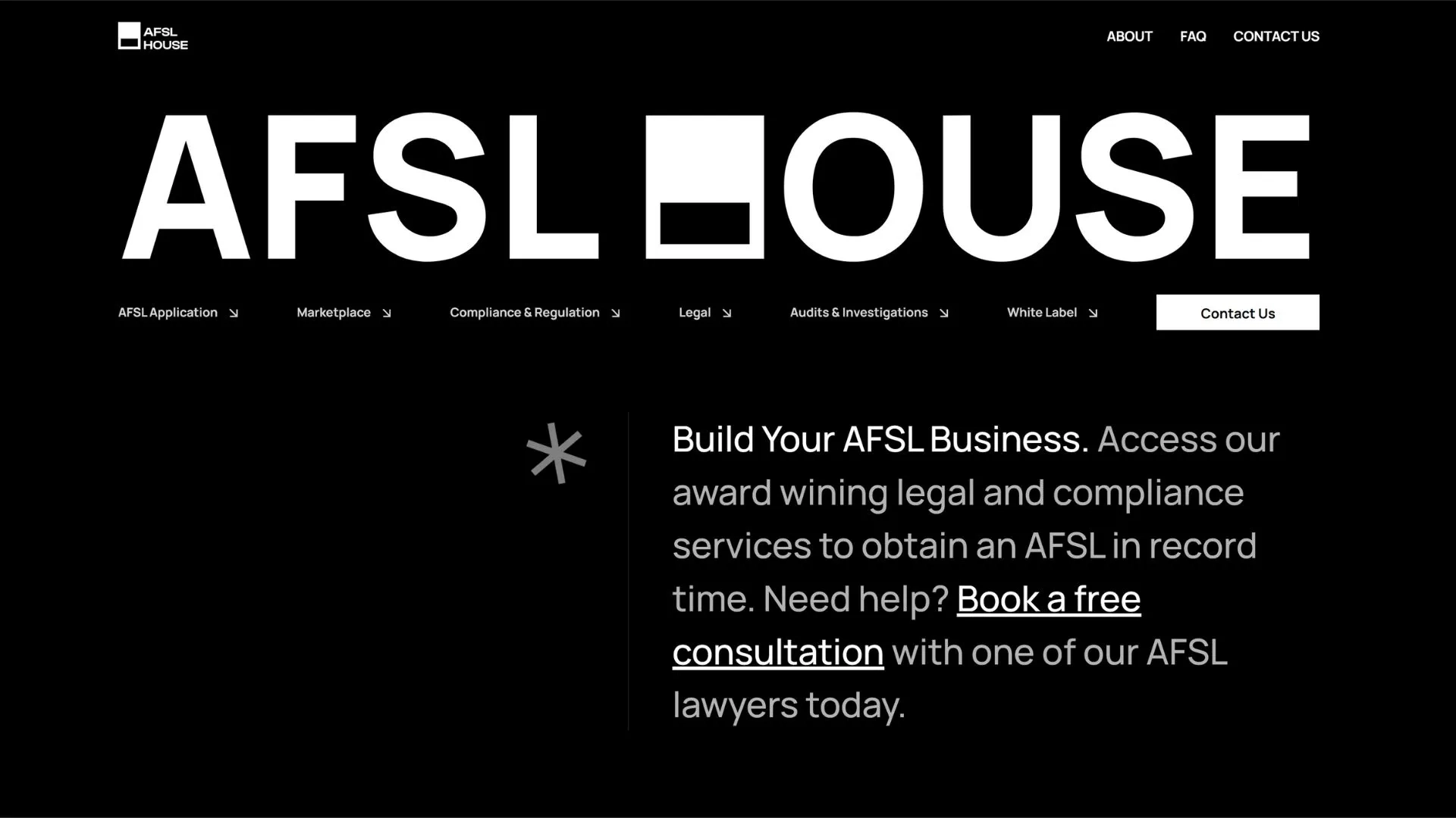 Website Screenshot of Commersion Legal Law Firm SEO Client AFSL House — website before redesign (old version)