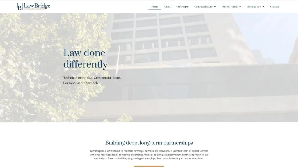 Website Screenshot of Commersion Legal Law Firm SEO Client LawBridge — website before redesign (old version)