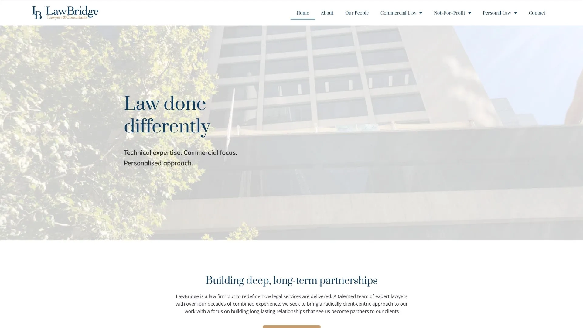 Website Screenshot of Commersion Legal Law Firm SEO Client LawBridge — website before redesign (old version)