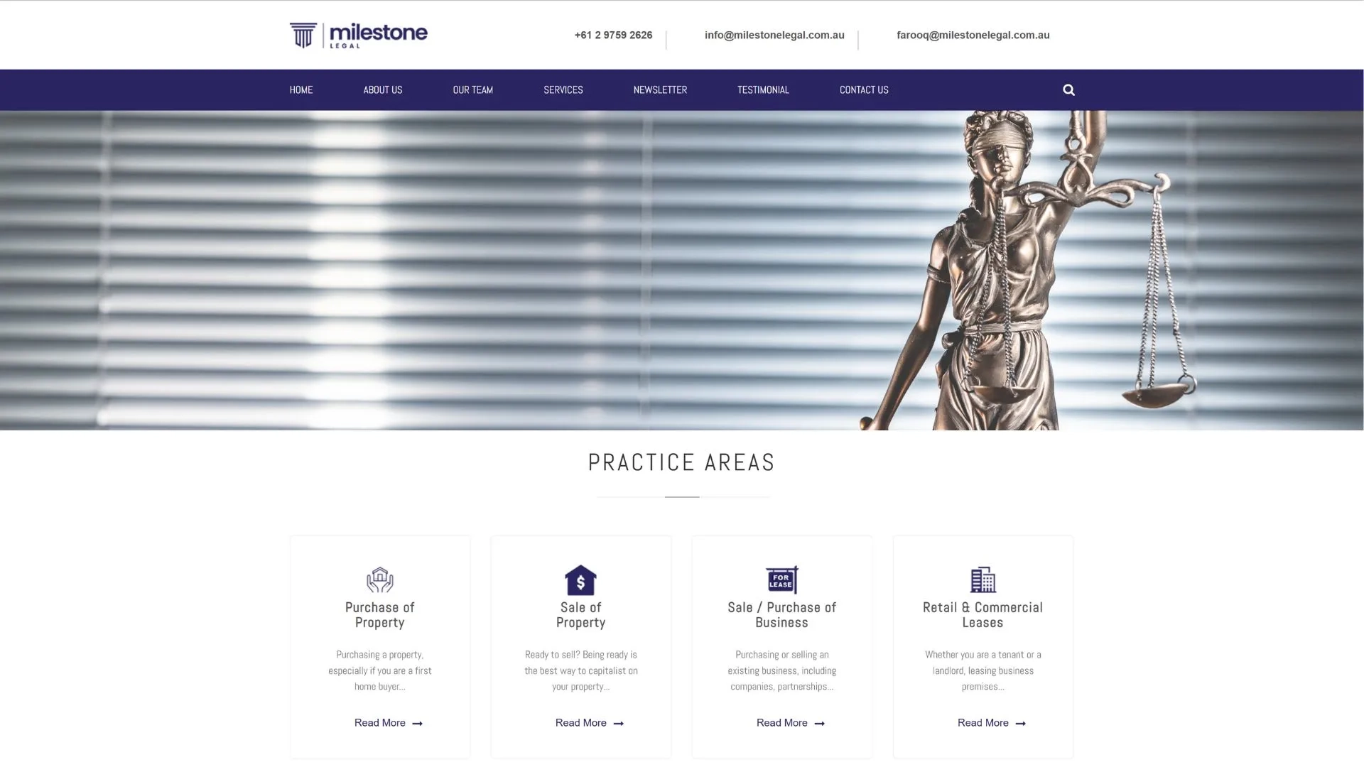 Website Screenshot of Commersion Legal Law Firm SEO Client Milestone Legal — website before redesign (old version)