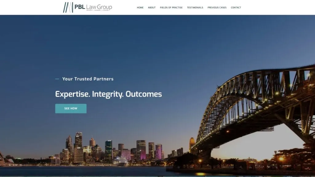 Website Screenshot of Commersion Legal Law Firm SEO Client PBL Law Group — website before redesign (old version)