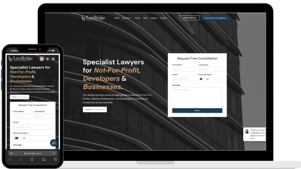 Website Screenshot of Commersion Legal Law Firm SEO Client LawBridge — website after SEO/CRO redesign (new version)