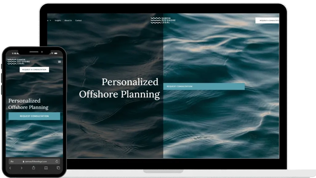 Website Screenshot of Commersion Legal Law Firm SEO Client Samoa Offshore Legal — website after SEO/CRO redesign (new version)