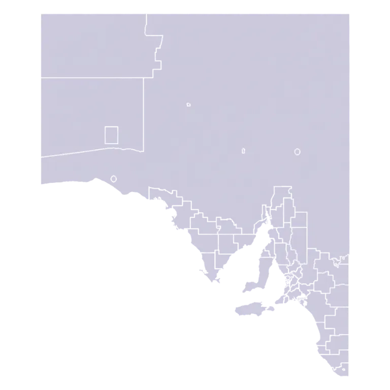 Map of South Australia showing electoral boundaries, relevant for SEO for law firms in Adelaide.